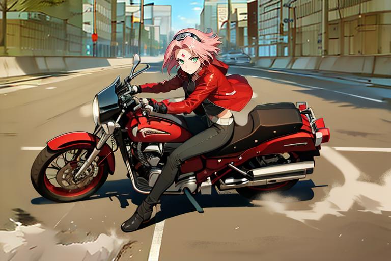 Cute Cartoon Girl Riding Motorcycle Stock Illustration - Illustration of  handsome, color: 79794123